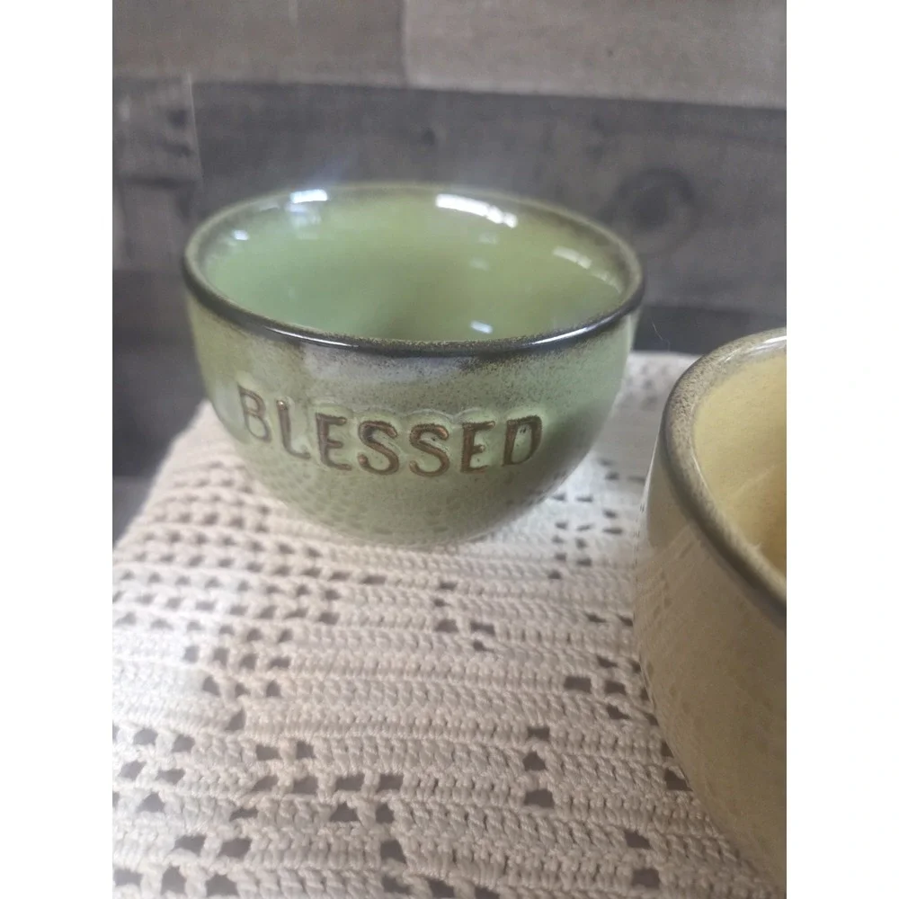 Hallmark Fall Bowls Set of 3 - 2 Thankful‎ 1 Blessed Glazed Bowls